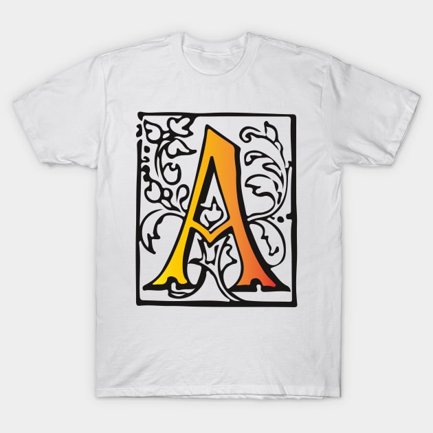 Letter A in an ornamental frame T-Shirt by Creative Art Store